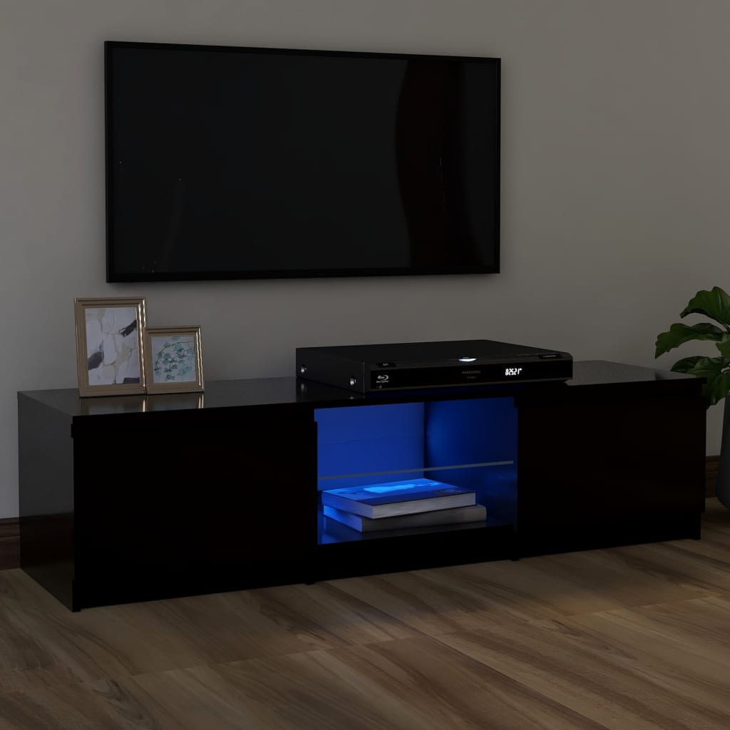 vidaXL TV skříňka s LED osvětlením černá 120 x 30 x 35,5 cm