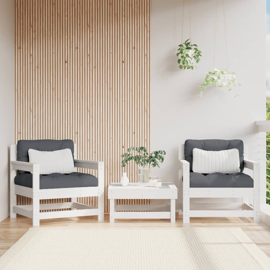 vidaXL Zahradní židle s poduškami 2 ks bílé masivní borové dřevo