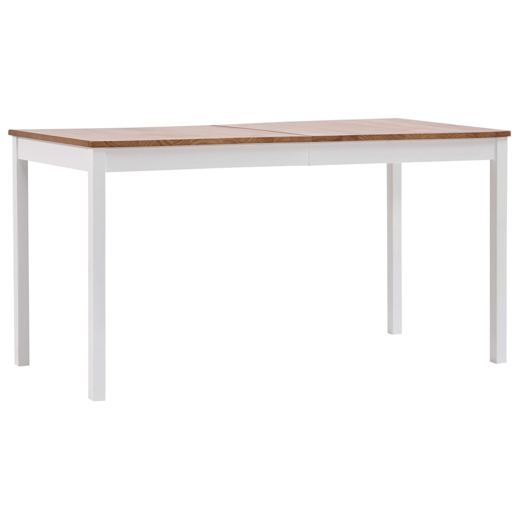 vidaXL Jídelní stůl bílý a hnědý 140 x 70 x 73 cm borové dřevo