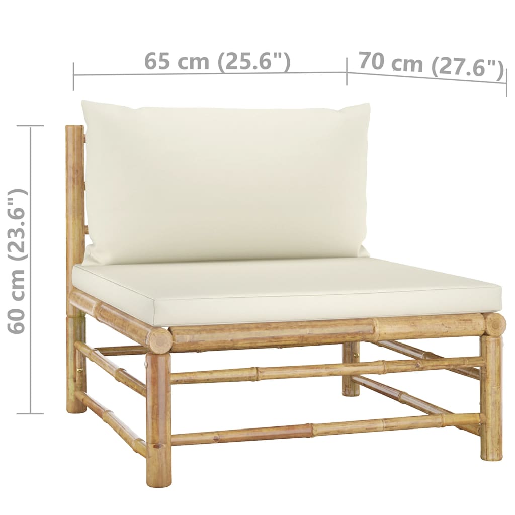 vidaXL 9dílná zahradní sedací souprava + krémově bílé podušky bambus