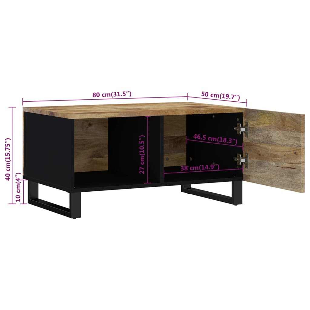 vidaXL Konferenční stolek 80 x 50 x 40 cm masivní mangovník a kompozit