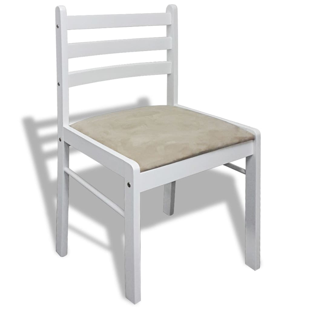 vidaXL Jídelní židle 6 ks bílé masivní dřevo a samet