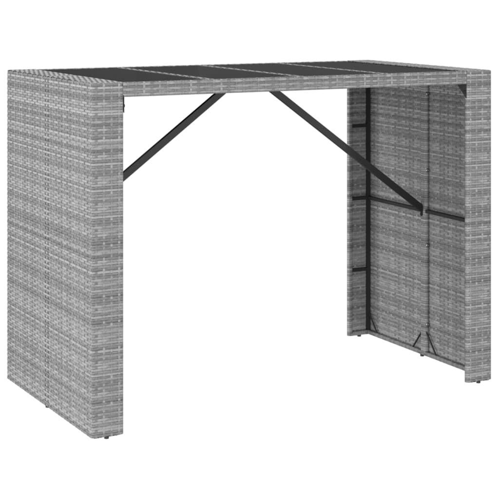 vidaXL 7dílný zahradní barový set s poduškami šedý polyratan