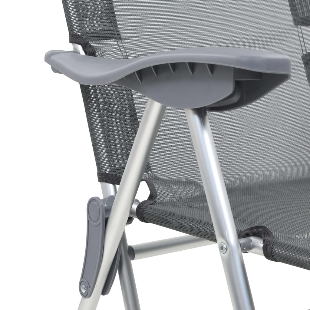 vidaXL Skládací kempingové židle s podnožkami 2 ks šedé textilen