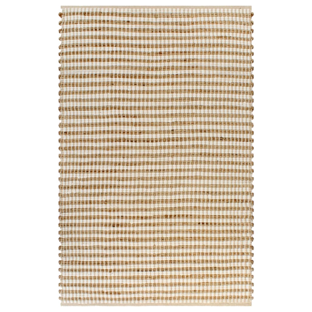 vidaXL Ručně tkaný kusový koberec z juty 120 x 180 cm přírodní a bílý