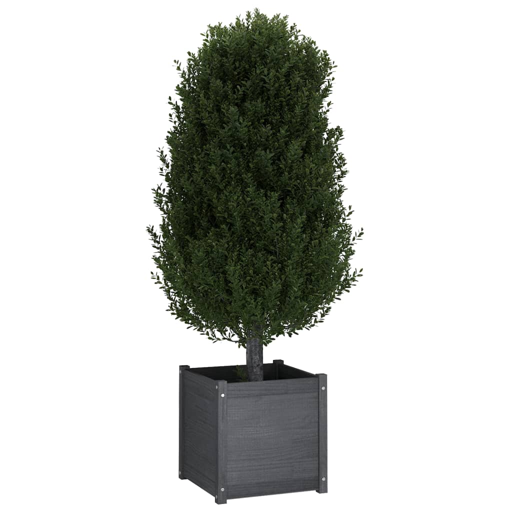 vidaXL Zahradní truhlík šedý 50 x 50 x 50 cm masivní borovice