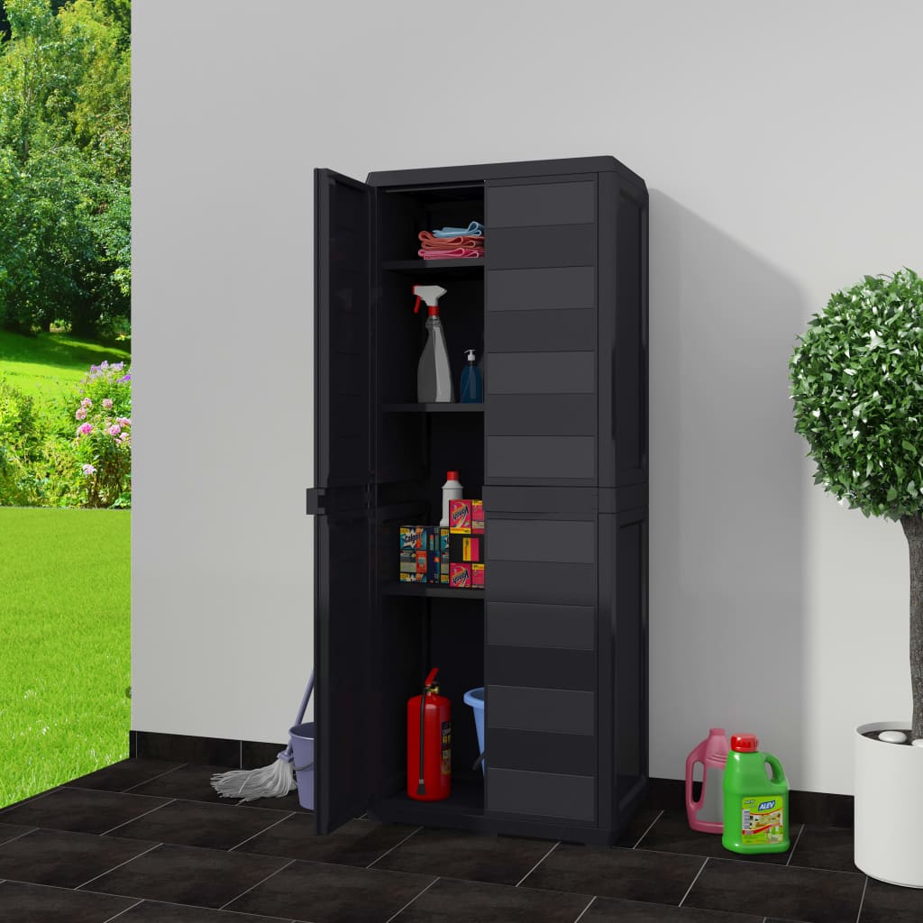 vidaXL Zahradní skladovací skříň se 3 policemi černá