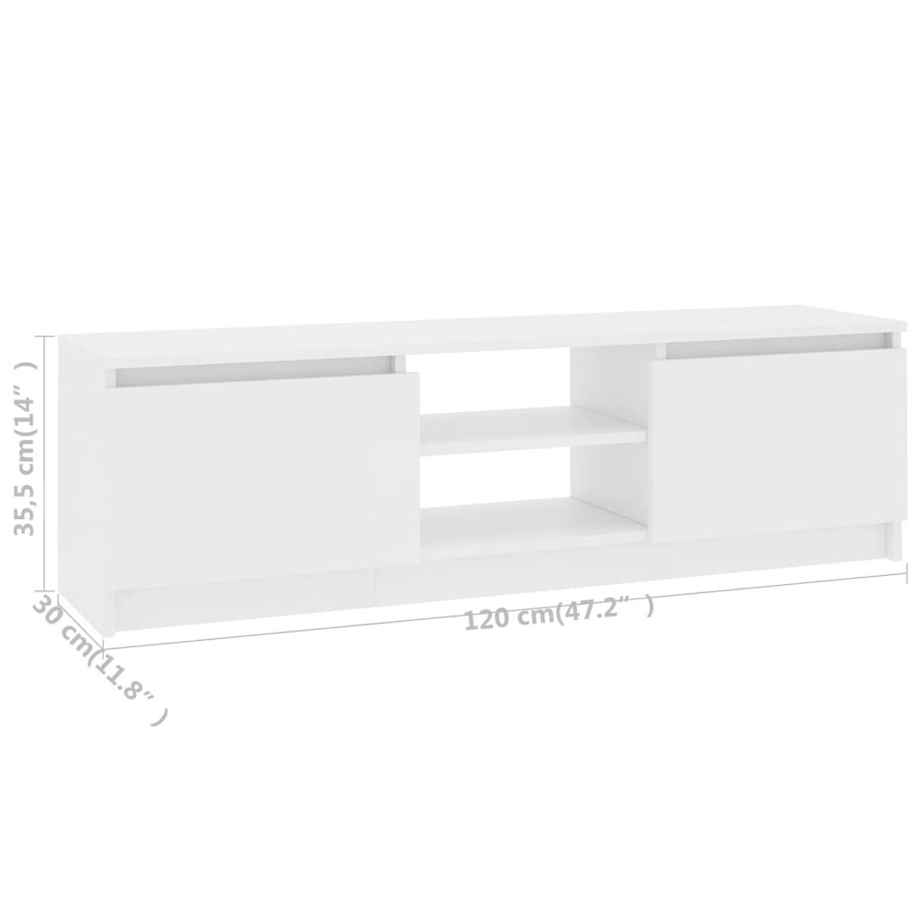 vidaXL TV stolek bílý 120 x 30 x 35,5 cm dřevotříska