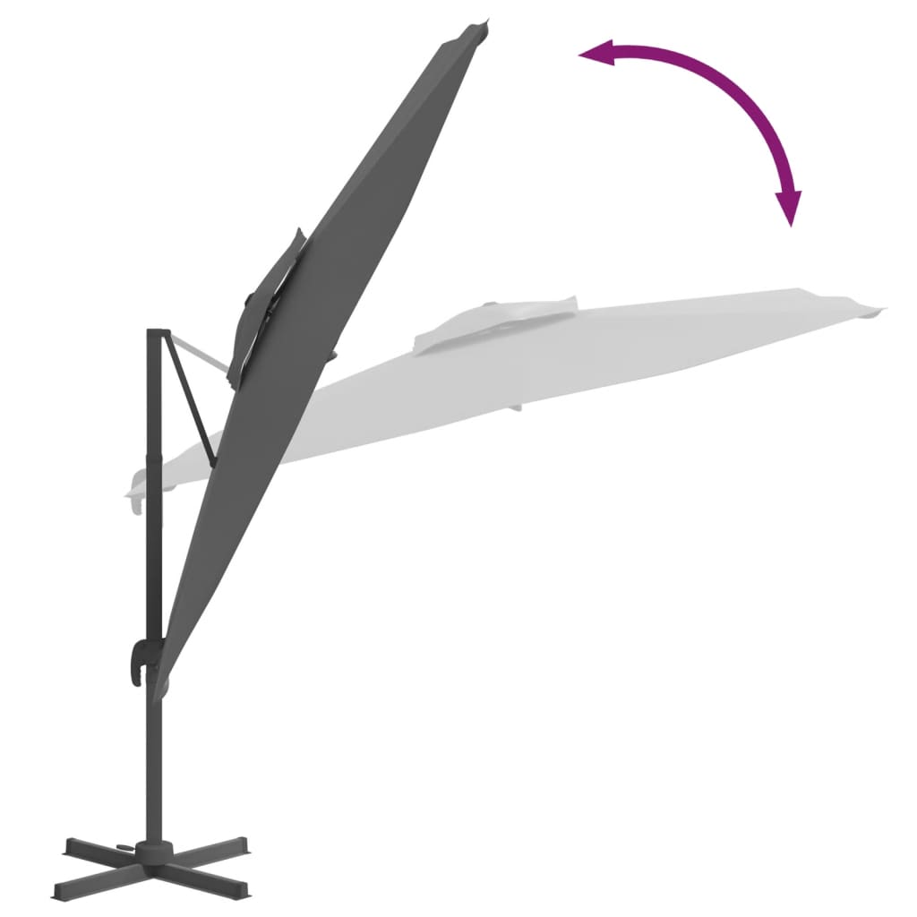 vidaXL Konzolový slunečník s dvojitou stříškou antracitový 300x300 cm