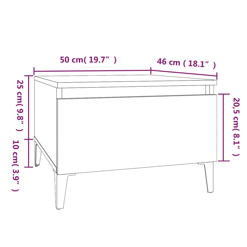 vidaXL Odkládací stolek dub sonoma 50 x 46 x 35 cm kompozitní dřevo
