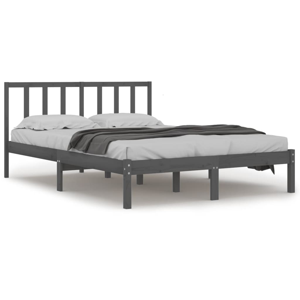 vidaXL Rám postele šedý masivní borovice 140 x 190 cm