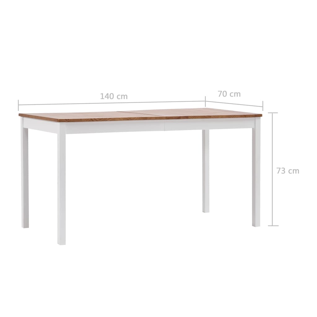 vidaXL Jídelní stůl bílý a hnědý 140 x 70 x 73 cm borové dřevo