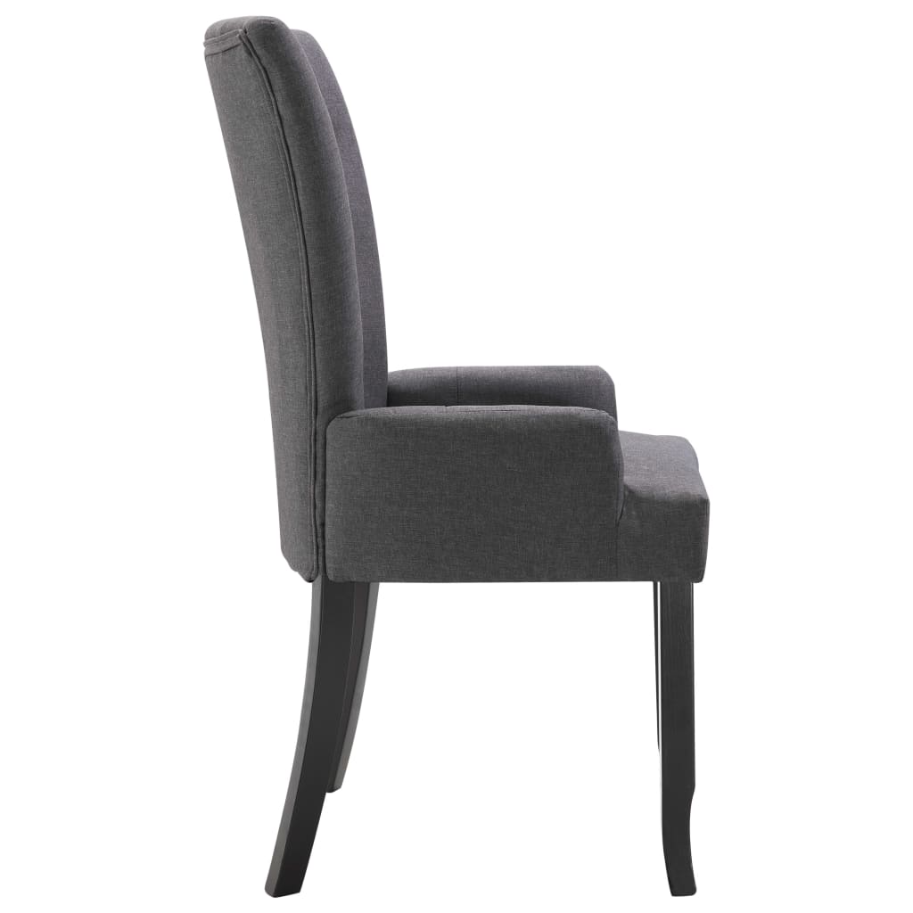 vidaXL Jídelní židle s područkami 6 ks tmavě šedé textil