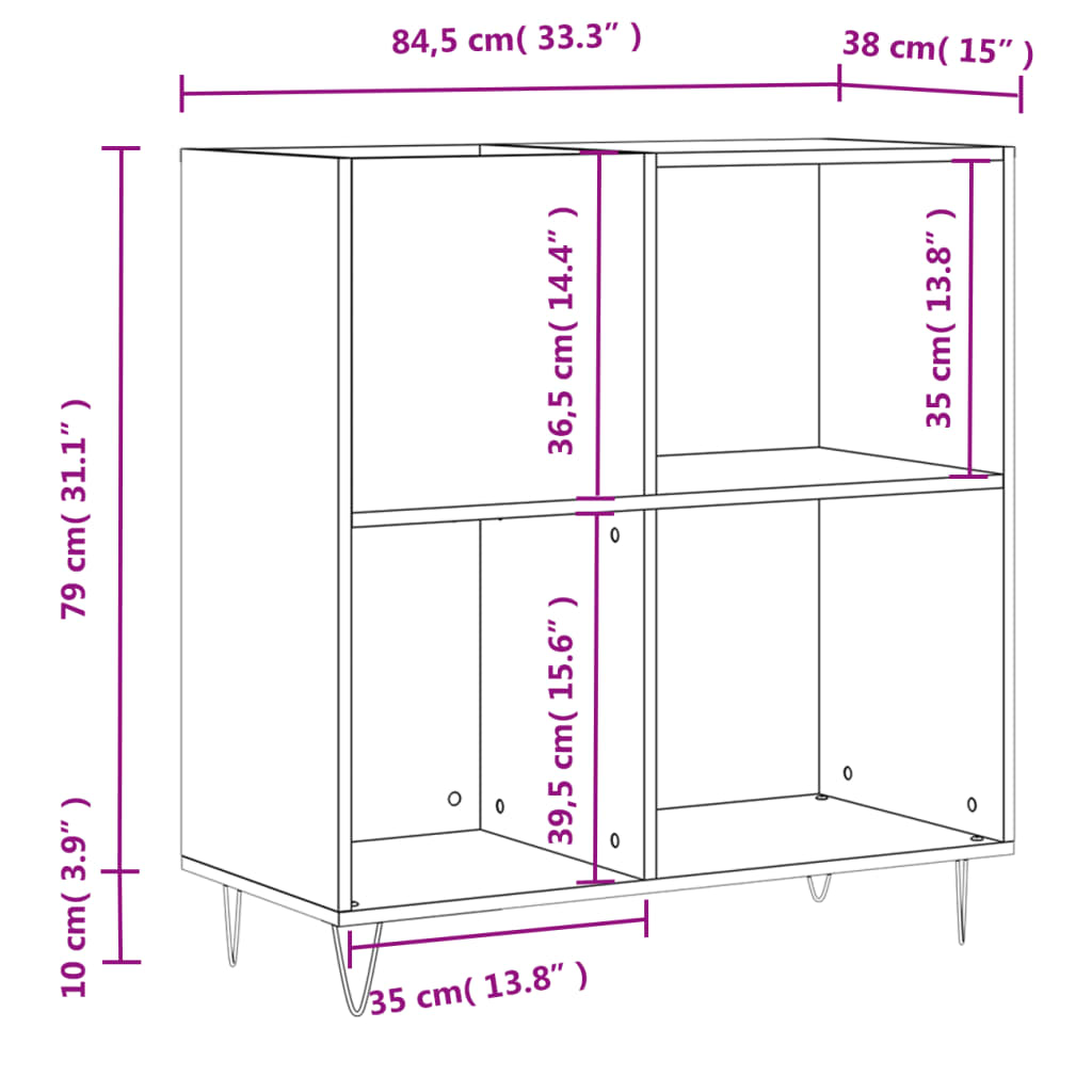 vidaXL Skříňka na LP desky bílá 84,5 x 38 x 89 cm kompozitní dřevo