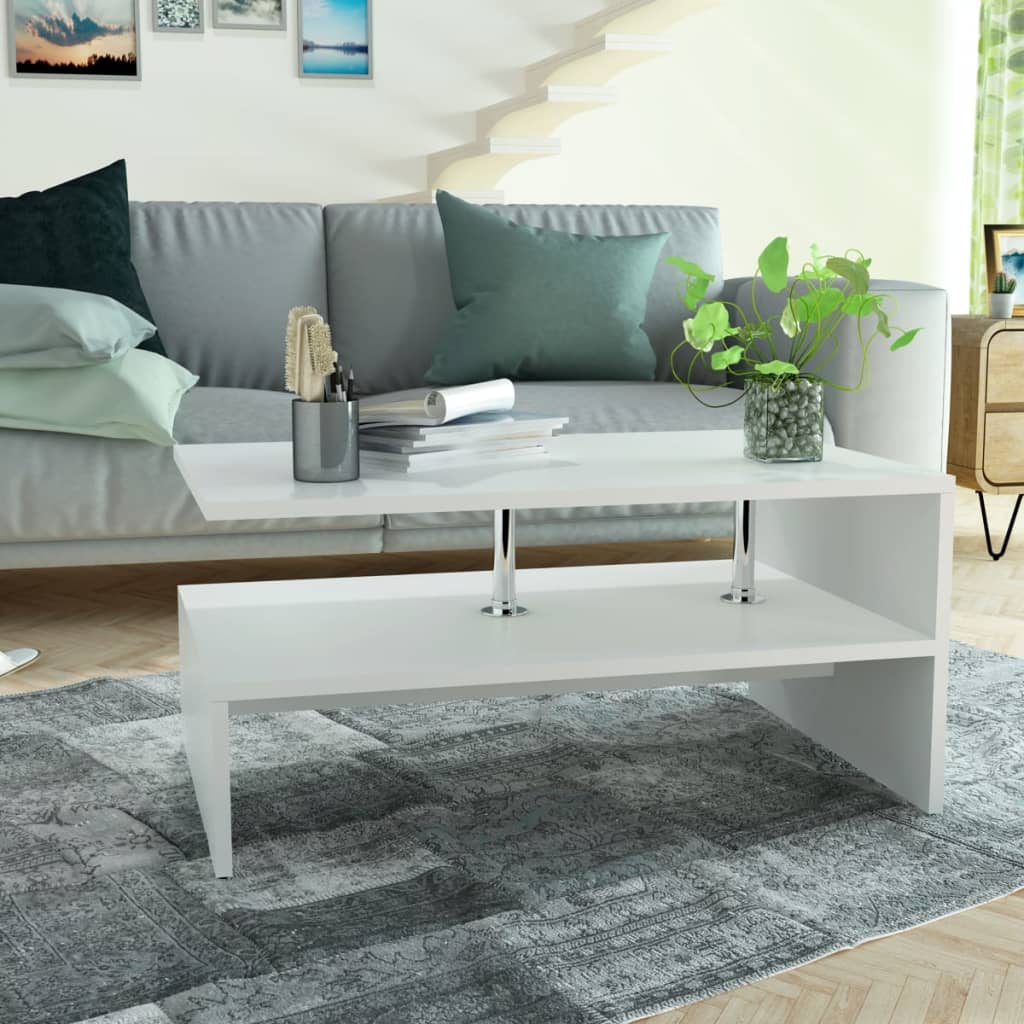 vidaXL Konferenční stolek dřevotříska 90x59x42 cm bílá