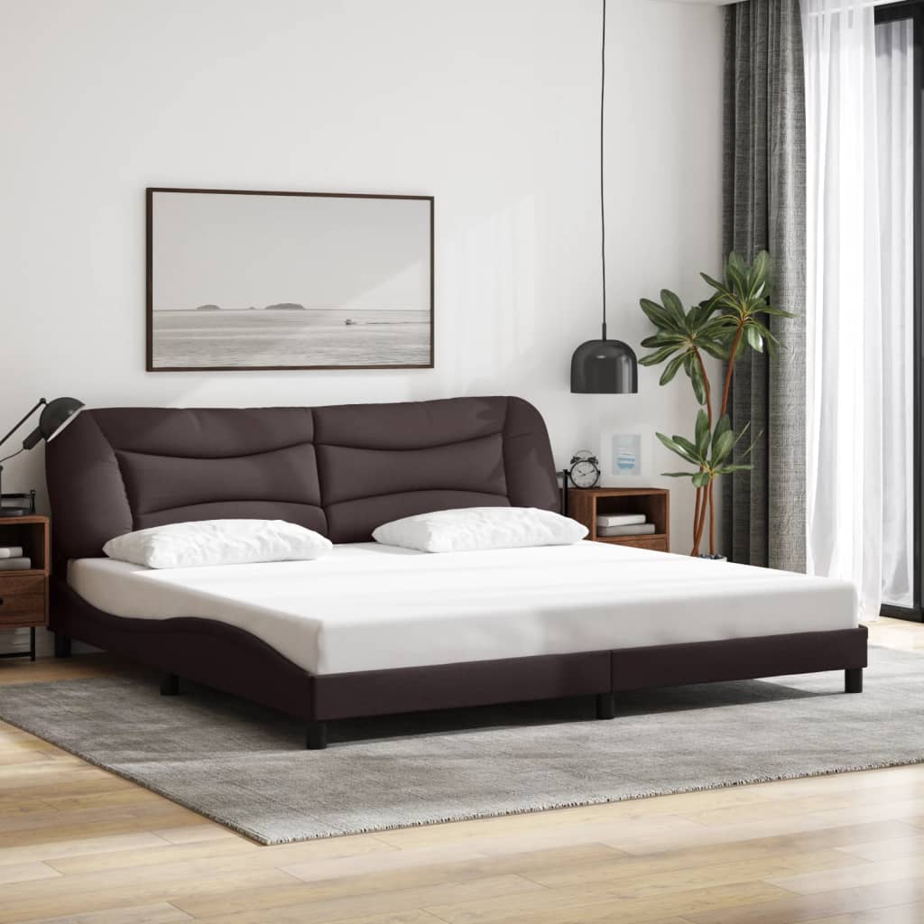 vidaXL Rám postele s čelem tmavě hnědý 200x200 cm textil
