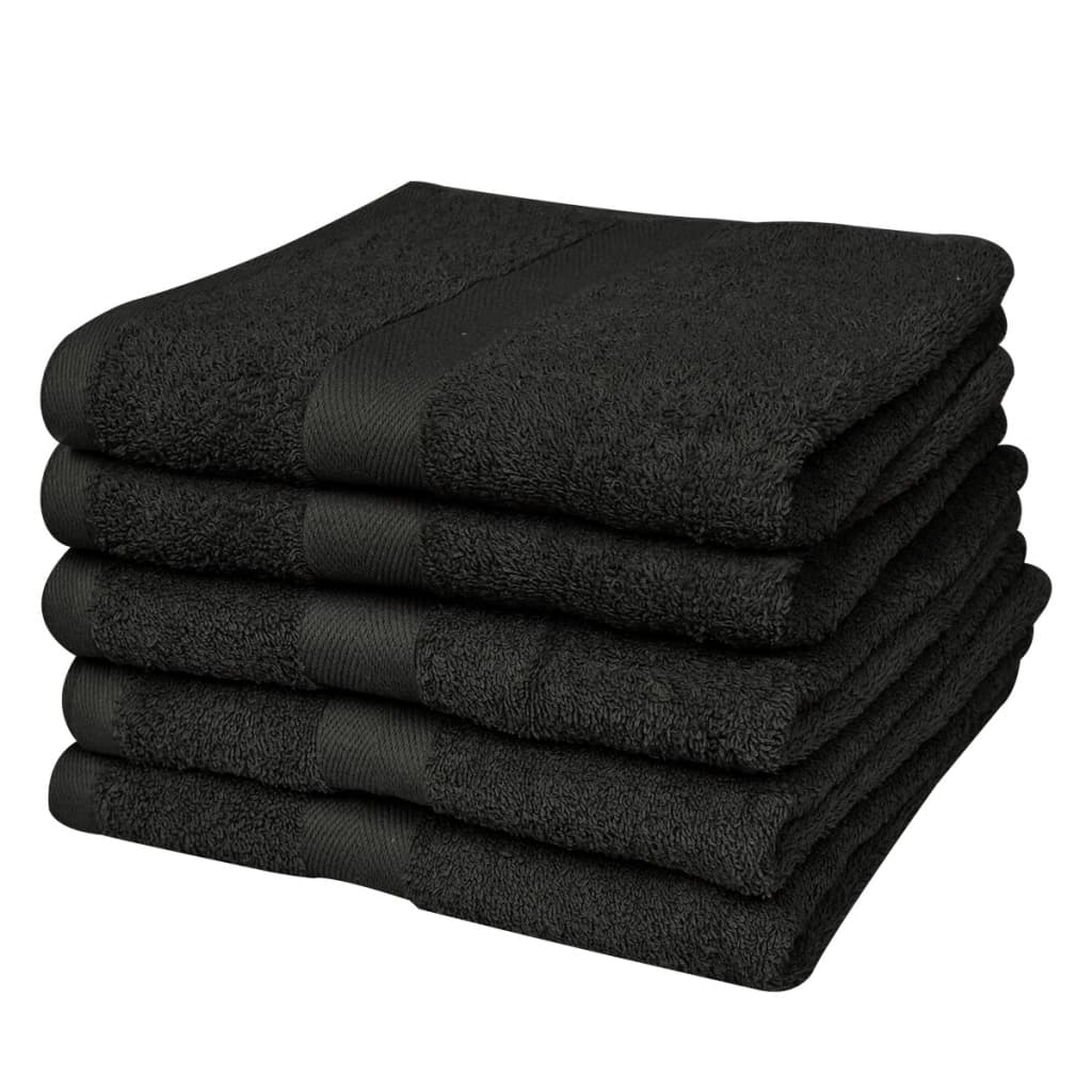 vidaXL Sada ručníků na ruce 5 ks bavlna 500 g/m² 50 x 100 cm černá