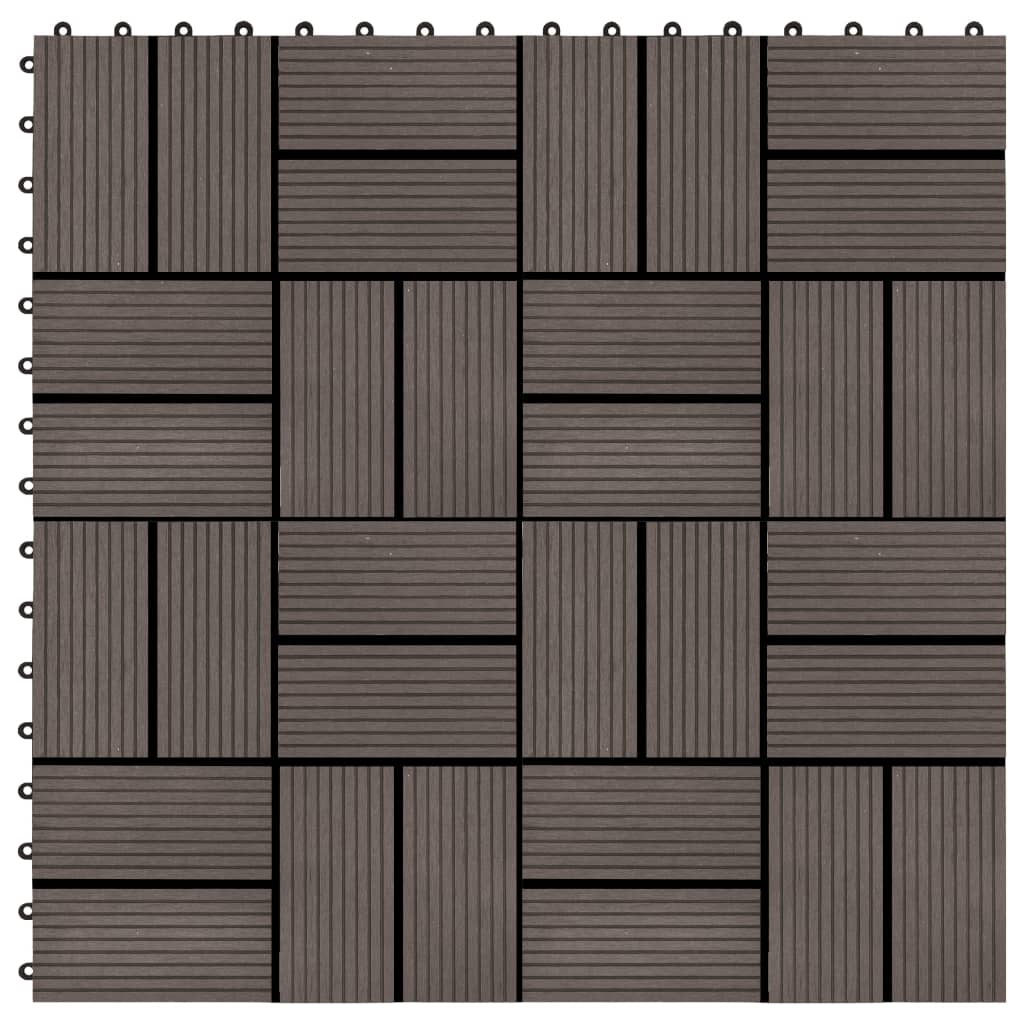 vidaXL Terasové dlaždice z dřevoplastu 11 ks 30x30 cm 1 m² tmavě hnědé