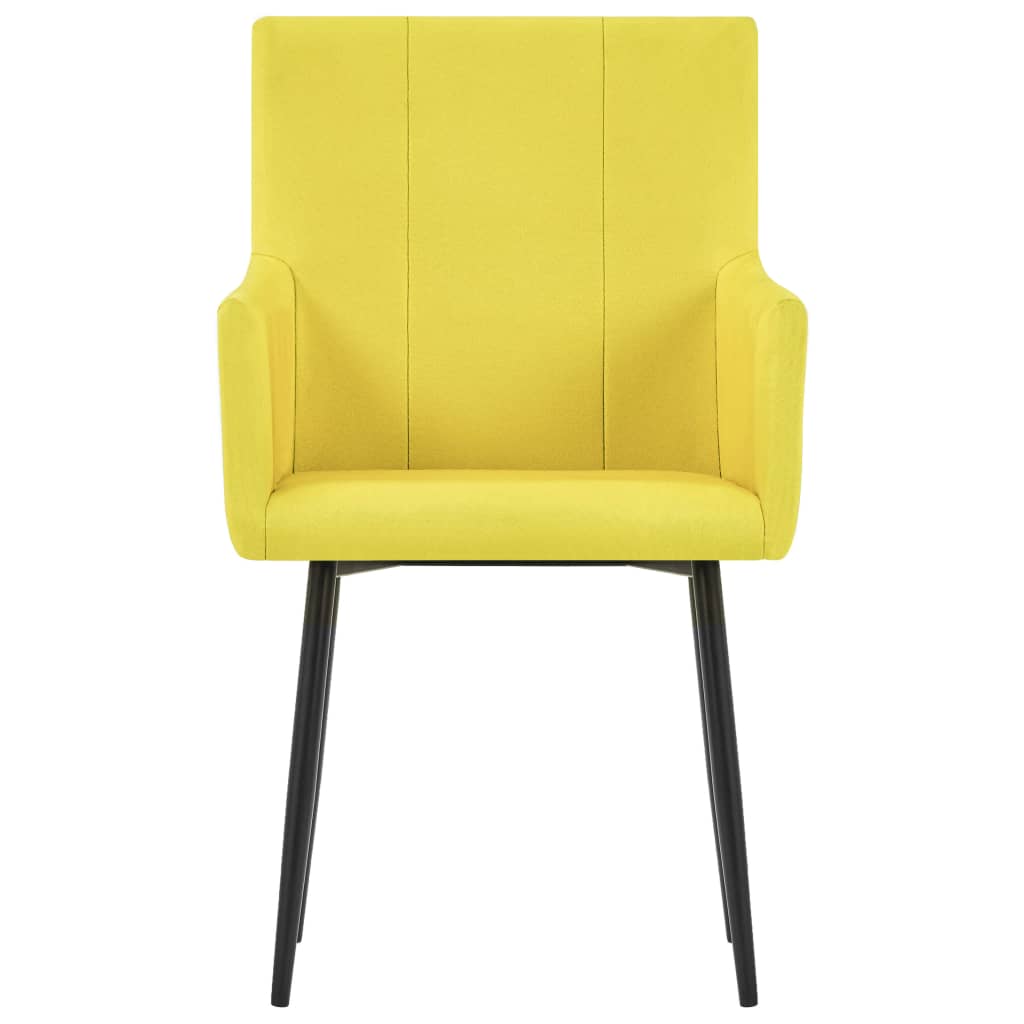 vidaXL Jídelní židle s područkami 4 ks žluté textil