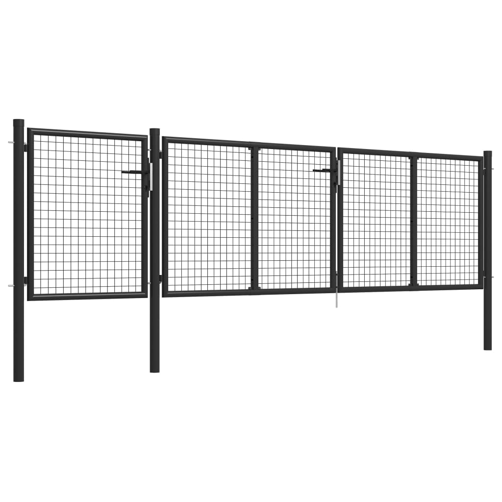 vidaXL Zahradní plotová brána ocel 400 x 75 cm antracitová