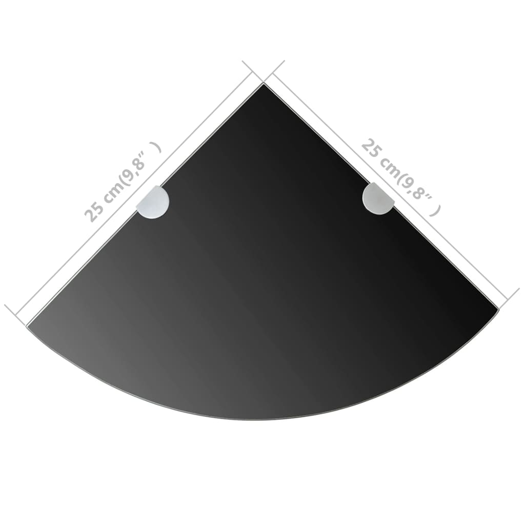 vidaXL Rohová police s chromovými podpěrami sklo černé 25x25 cm
