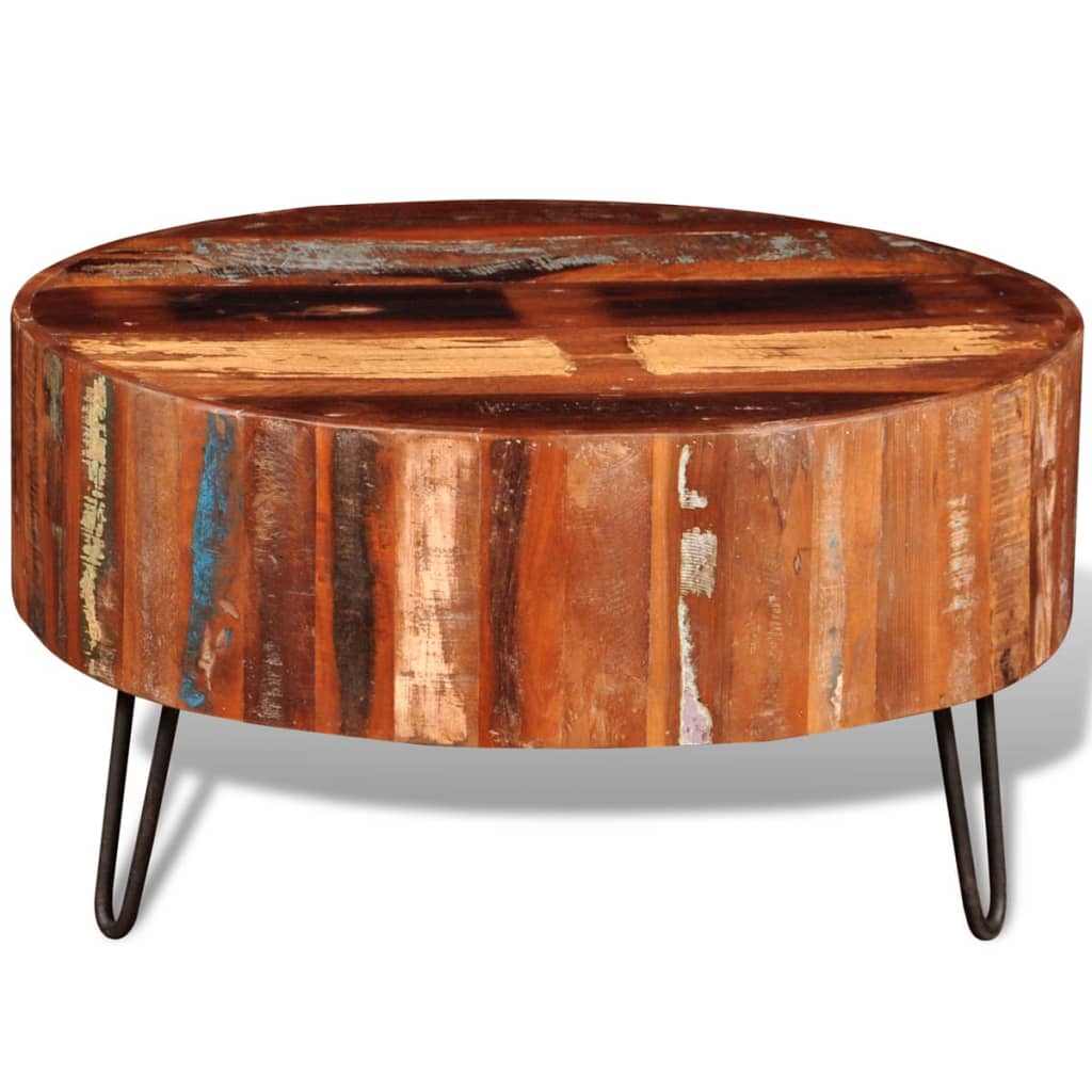 vidaXL Konferenční stolek masivní recyklované dřevo kulatý
