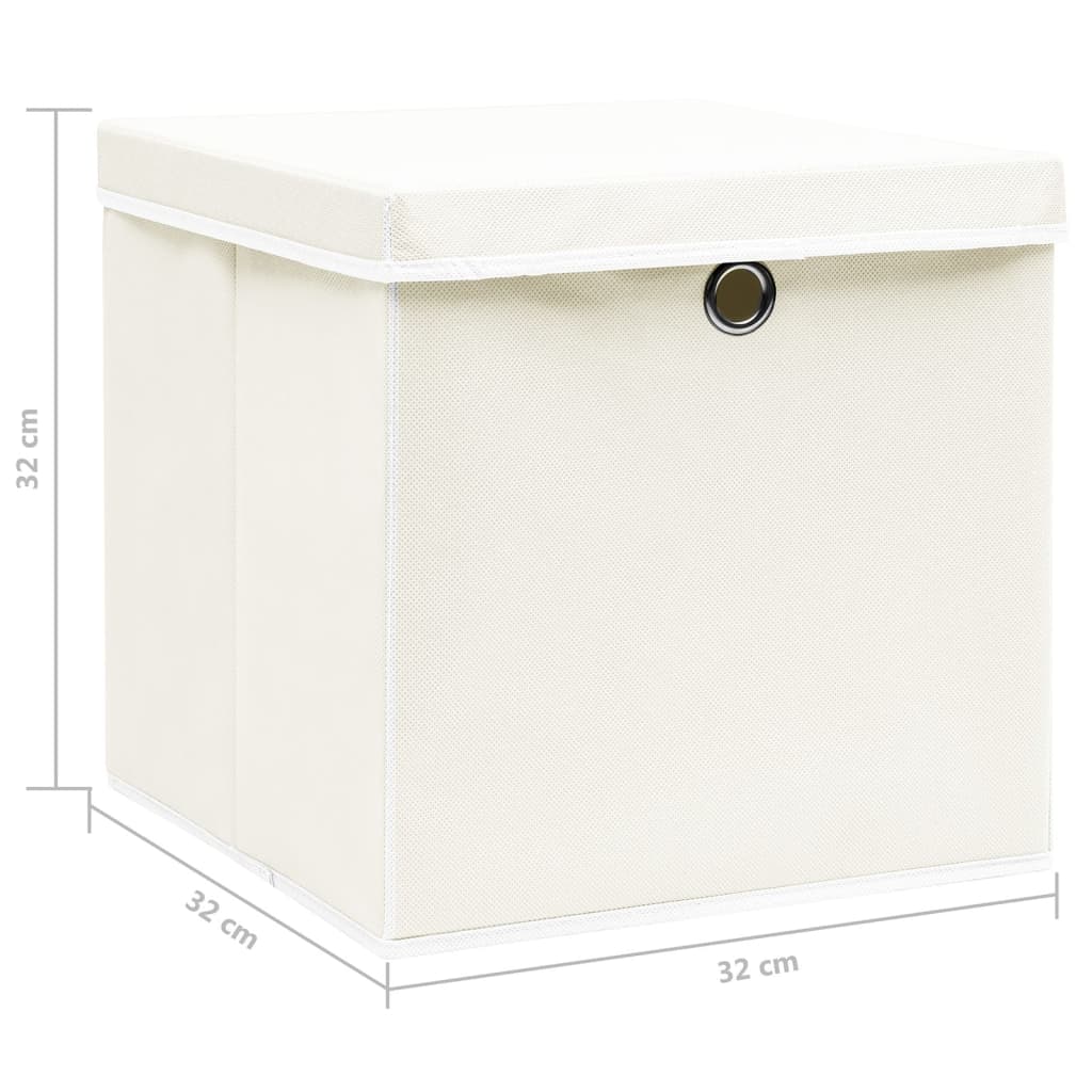 vidaXL Úložné boxy s víky 4 ks bílé 32 x 32 x 32 cm textil