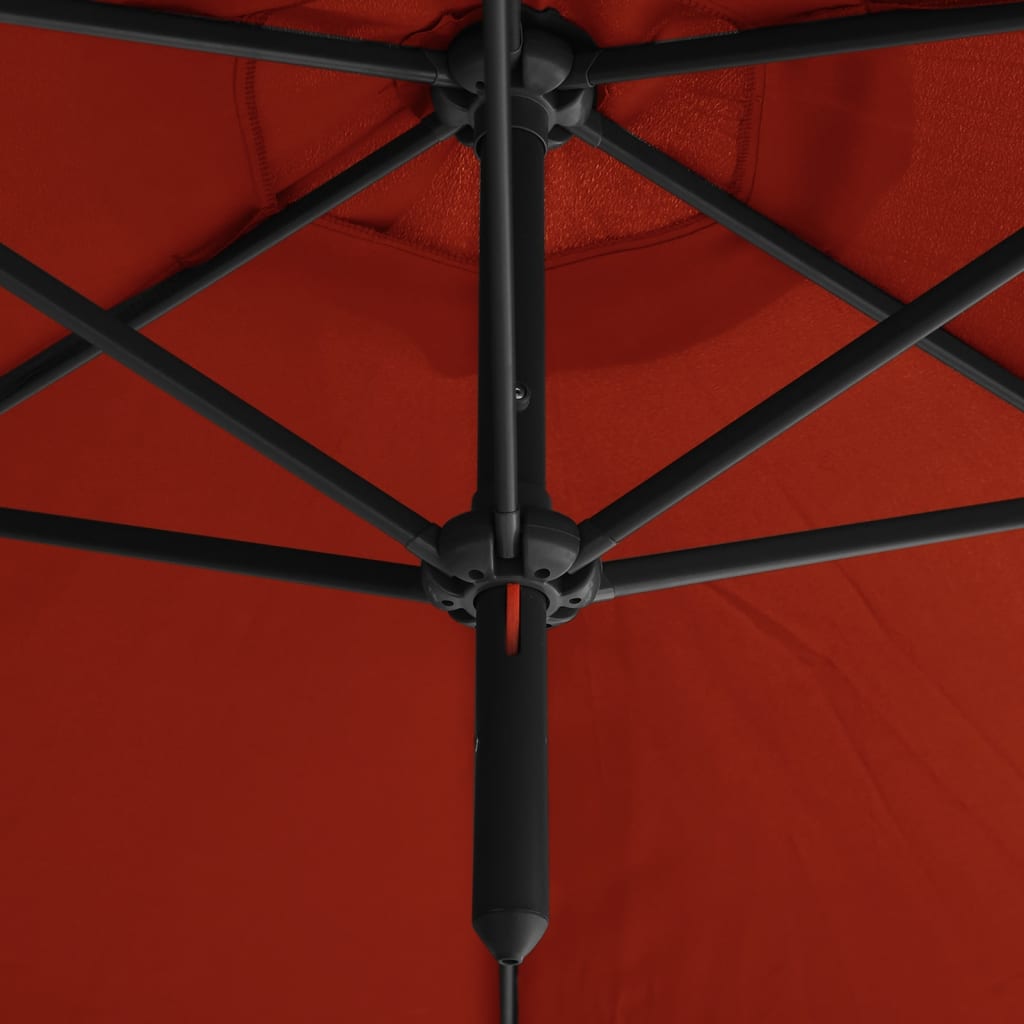 vidaXL Dvojitý slunečník s ocelovou tyčí 600 cm terakota