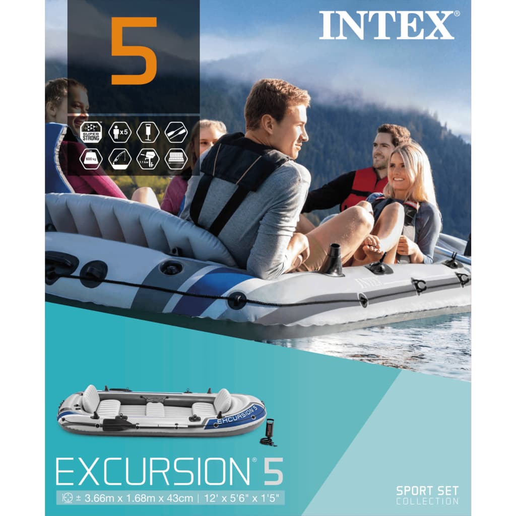 Intex Nafukovací člun Excursion 5 s vesly a pumpičkou 68325NP