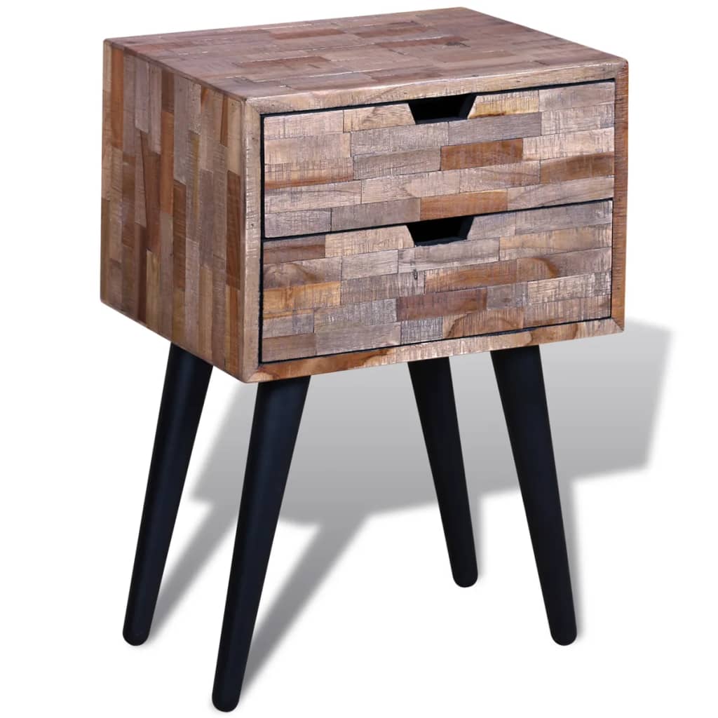 vidaXL Noční stolek se 2 zásuvkami recyklované teakové dřevo