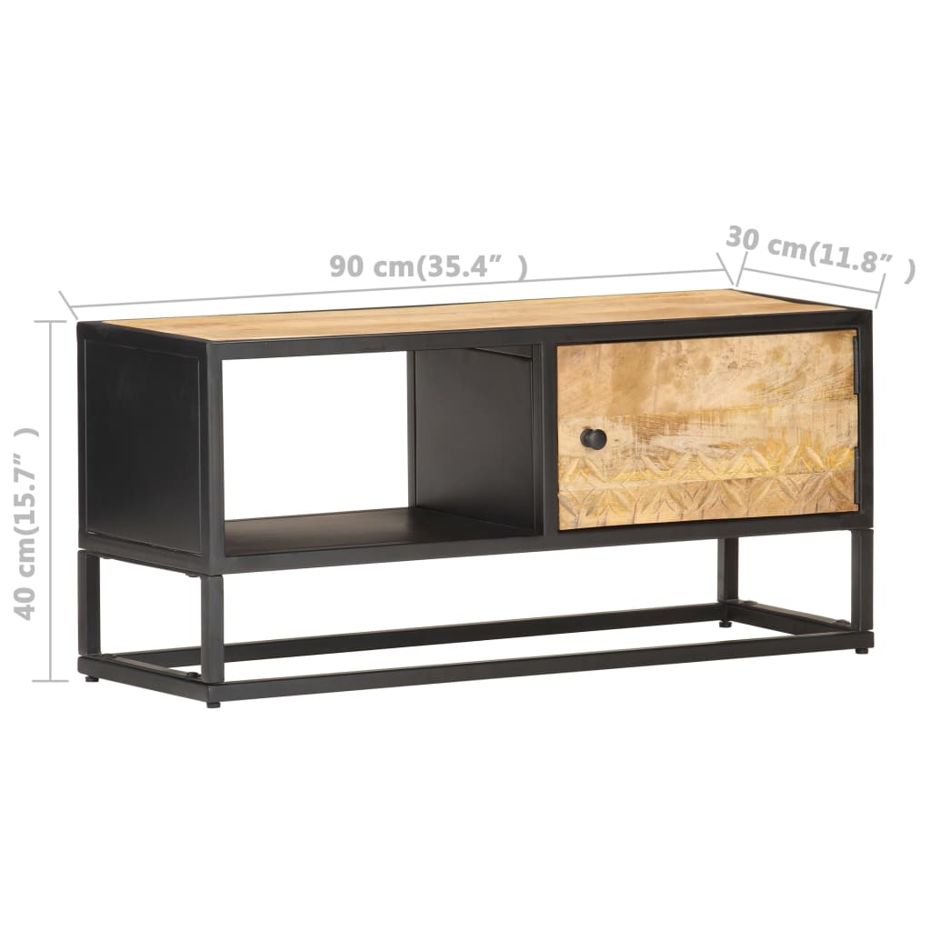 vidaXL TV stolek s vyřezávanými dvířky 90 x 30 x 40 cm hrubý mangovník