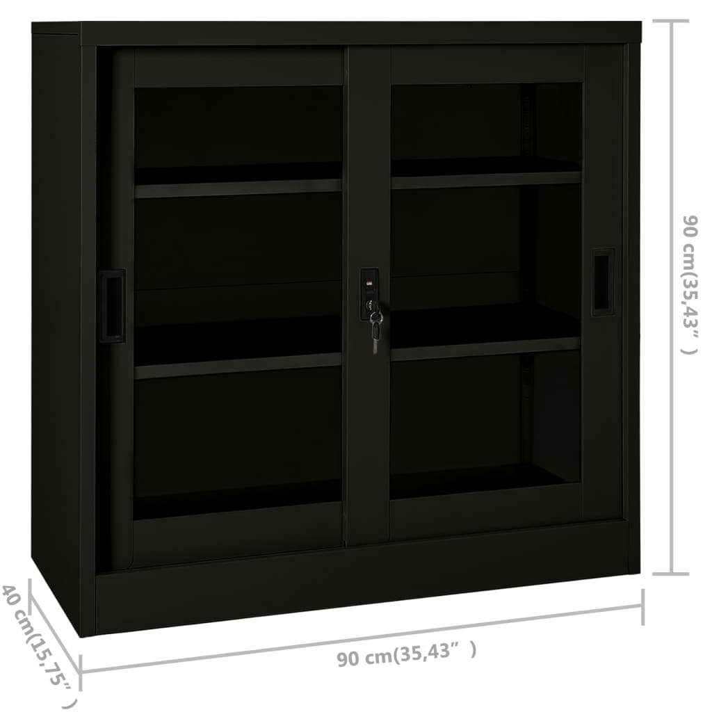 vidaXL Skříň s posuvnými dveřmi černá 90 x 40 x 90 cm ocel