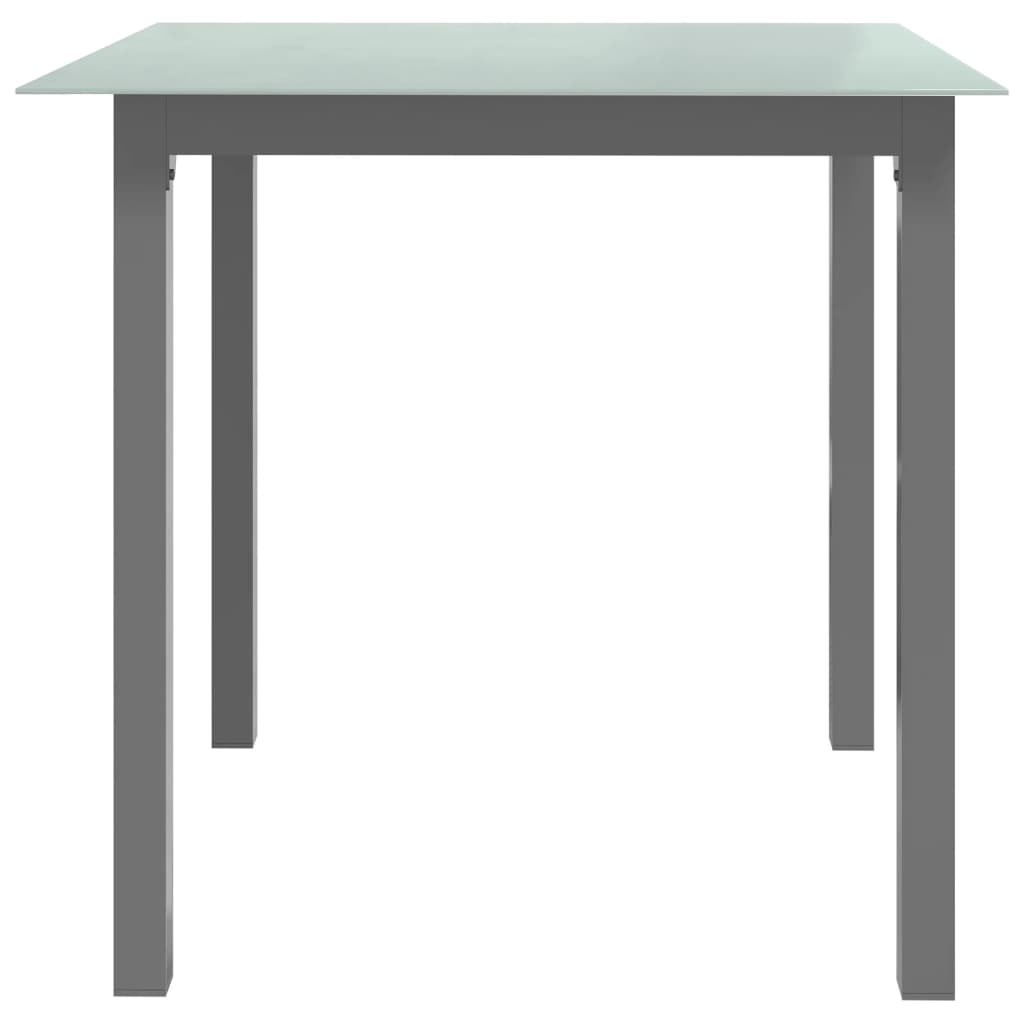 vidaXL Zahradní stůl světle šedý 80 x 80 x 74 cm hliník a sklo