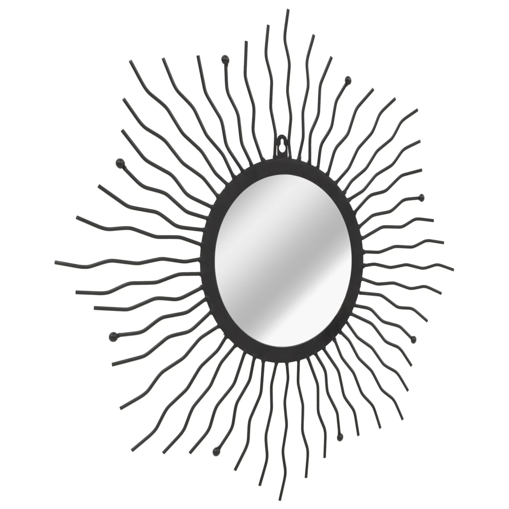 vidaXL Zahradní nástěnné zrcadlo Zářící slunce 60 cm černé