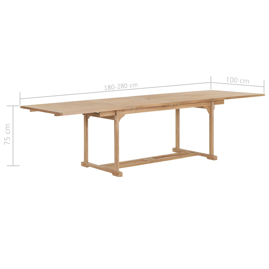 vidaXL Rozkládací zahradní stůl (180–280) x 100 x 75 cm masivní teak