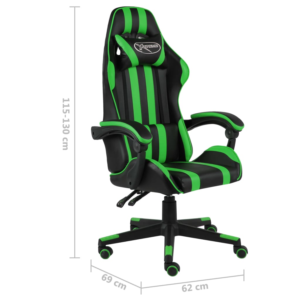 vidaXL Herní židle černo-zelená umělá kůže