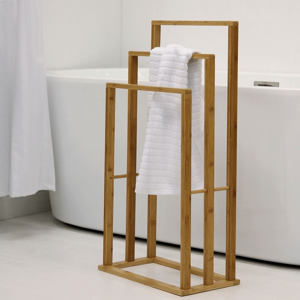 Bathroom Solutions Bambusový věšák na ručníky se 3 tyčemi