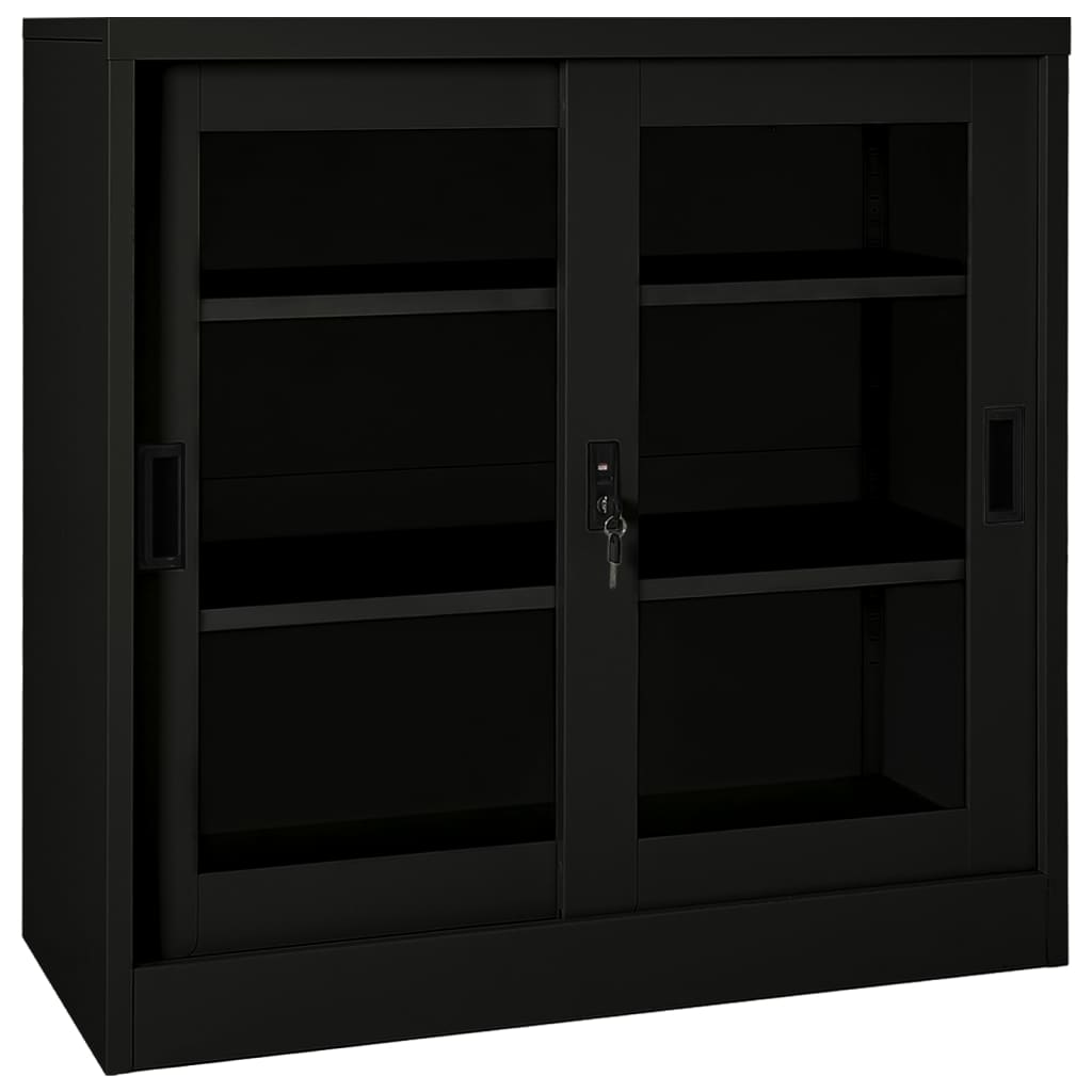 vidaXL Skříň s posuvnými dveřmi černá 90 x 40 x 90 cm ocel
