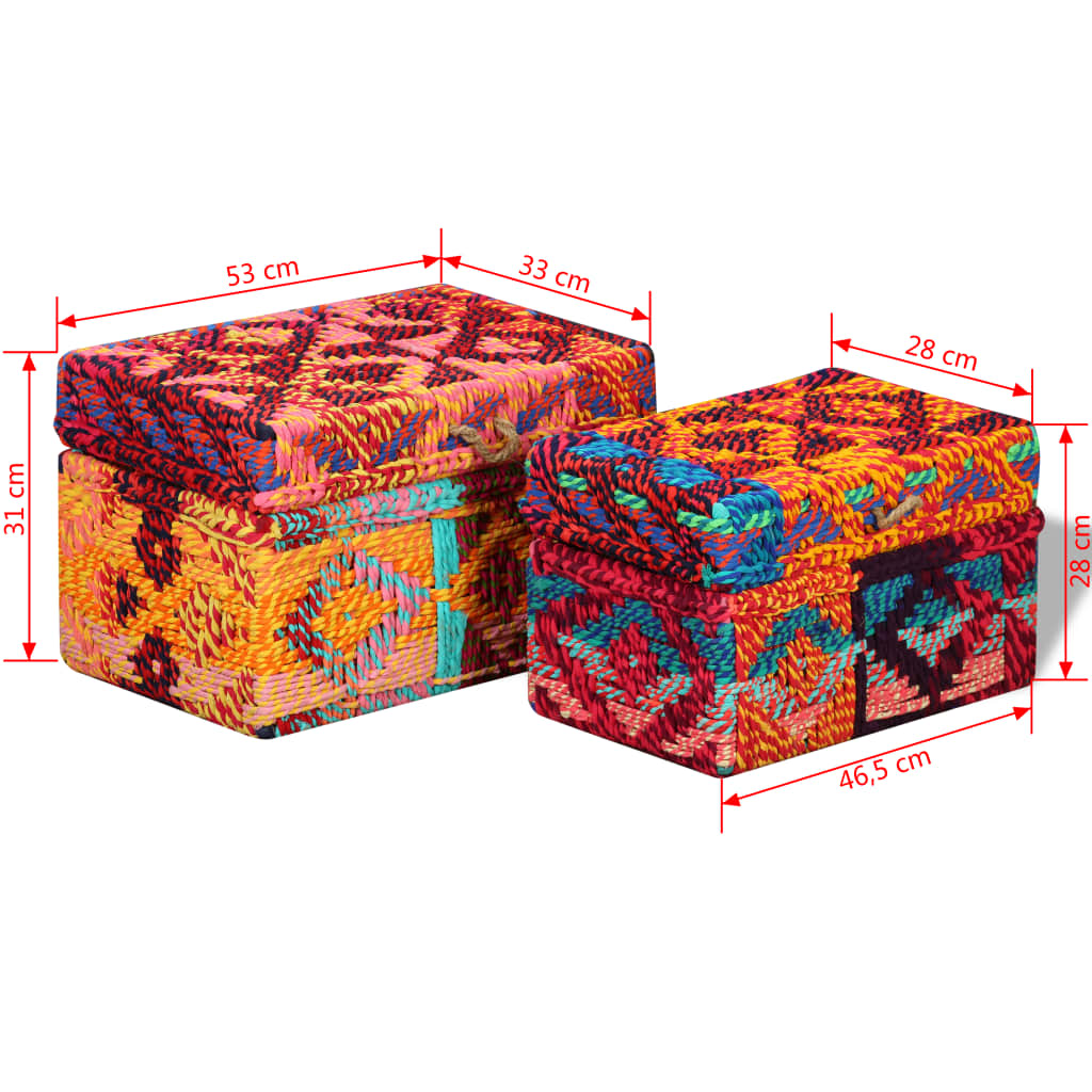 vidaXL Úložné boxy, 2 ks, látka chindi, vícebarevné