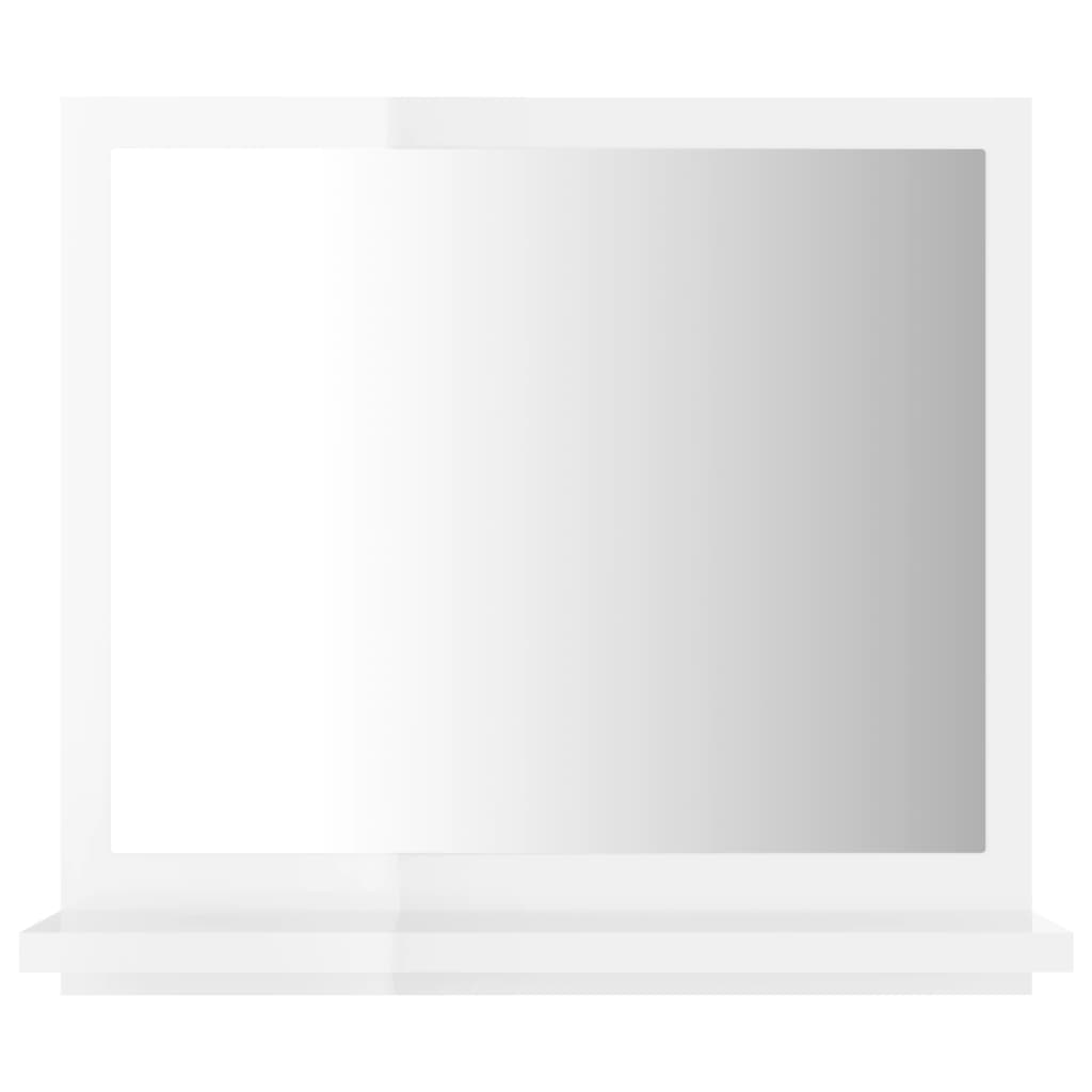 vidaXL Koupelnové zrcadlo bílé vysoký lesk 40x10,5x37 cm dřevotříska