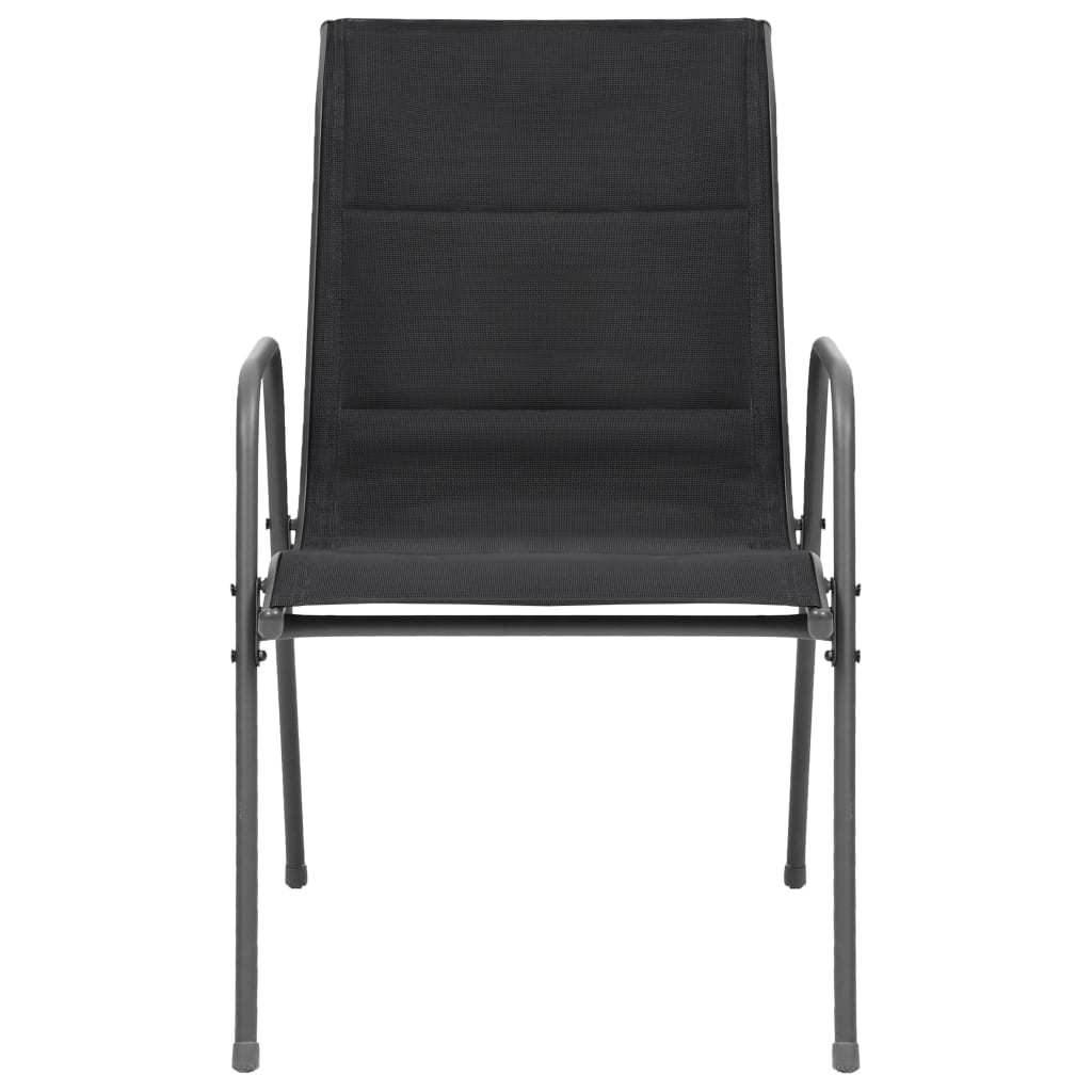 vidaXL Stohovatelné zahradní židle 4 ks ocel a textilen černé