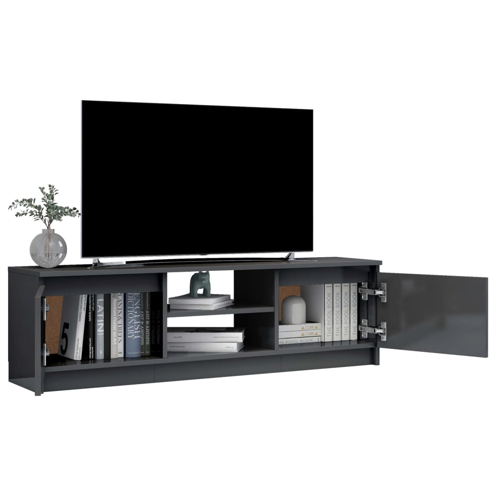 vidaXL TV stolek šedý s vysokým leskem 120 x 30 x 35,5 cm dřevotříska