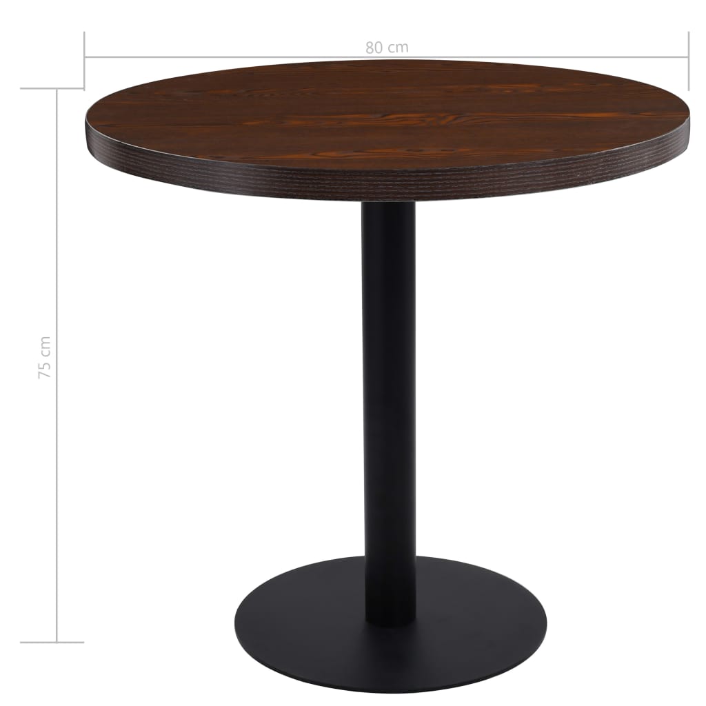 vidaXL Bistro stolek tmavě hnědý 80 cm MDF