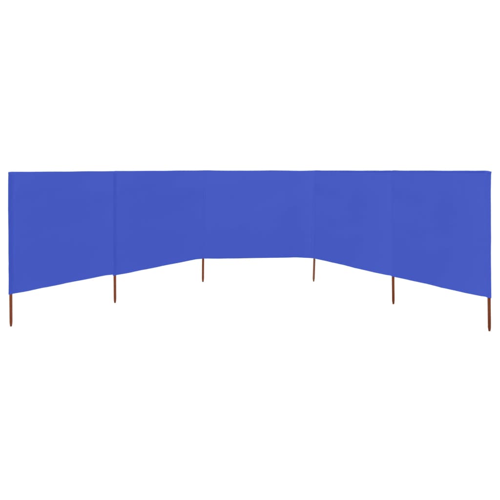 vidaXL 5dílná zástěna proti větru látková 600 x 80 cm azurově modrá
