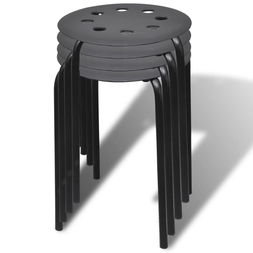 vidaXL Stohovatelné stoličky 4 ks černé plast
