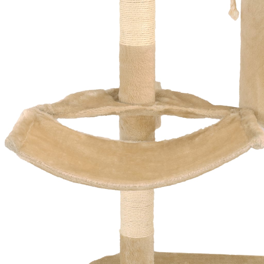 vidaXL Nástěnné škrabadlo pro kočky se sisalovými sloupky 194cm béžové