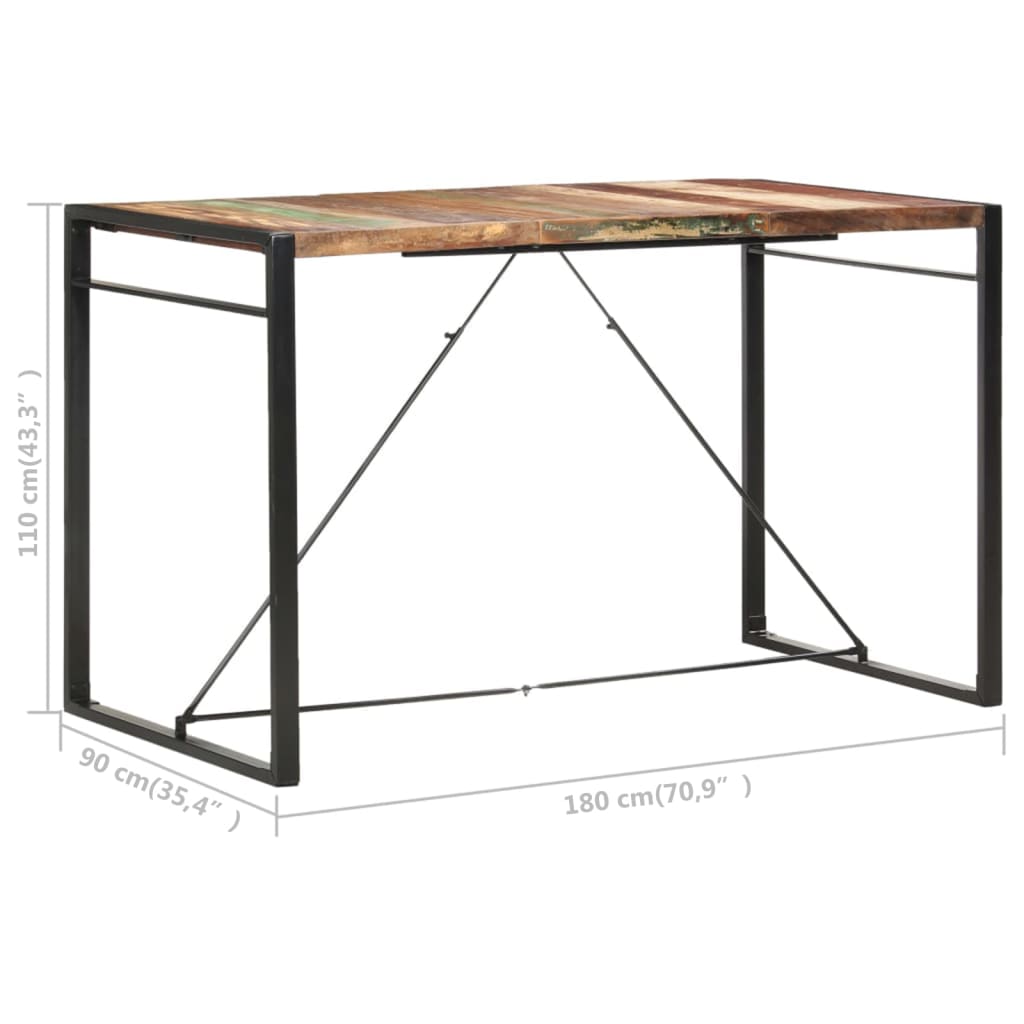 vidaXL Barový stůl 180 x 90 x 110 cm masivní recyklované dřevo
