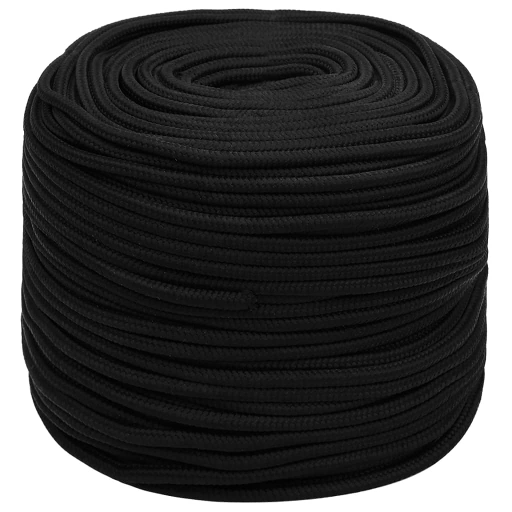 vidaXL Pracovní lano černé 8 mm 250 m polypropylen
