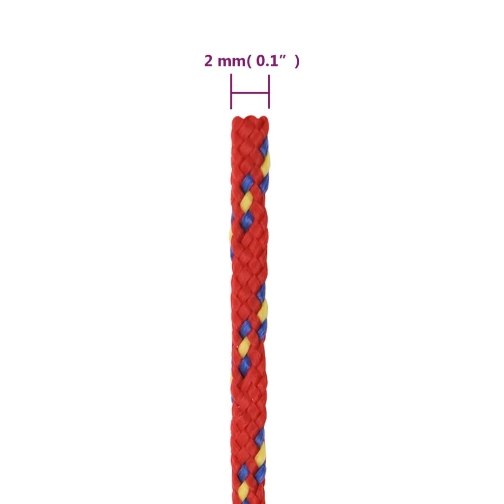 vidaXL Lodní lano červené 2 mm 25 m polypropylen