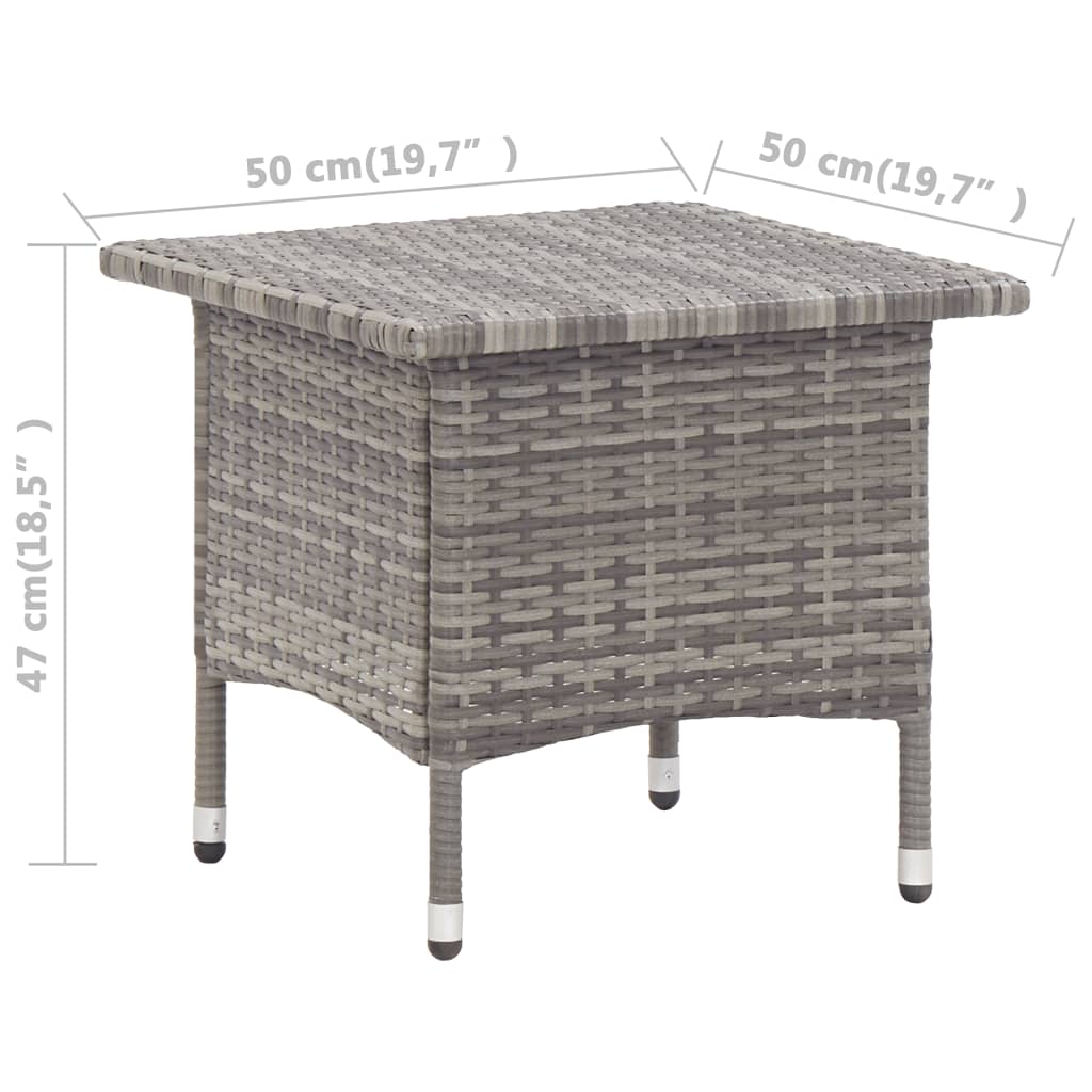 vidaXL Čajový stolek šedý 50 x 50 x 47 cm polyratan